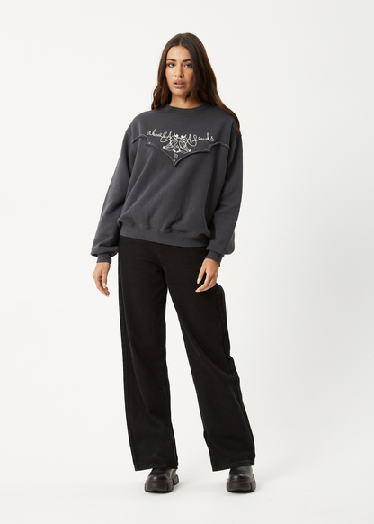 AFENDS Womens Karlee -  Crew Neck Jumper - Charcoal