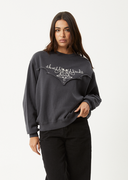 AFENDS Womens Karlee -  Crew Neck Jumper - Charcoal