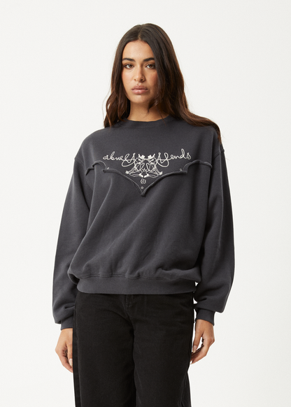 AFENDS Womens Karlee -  Crew Neck Jumper - Charcoal