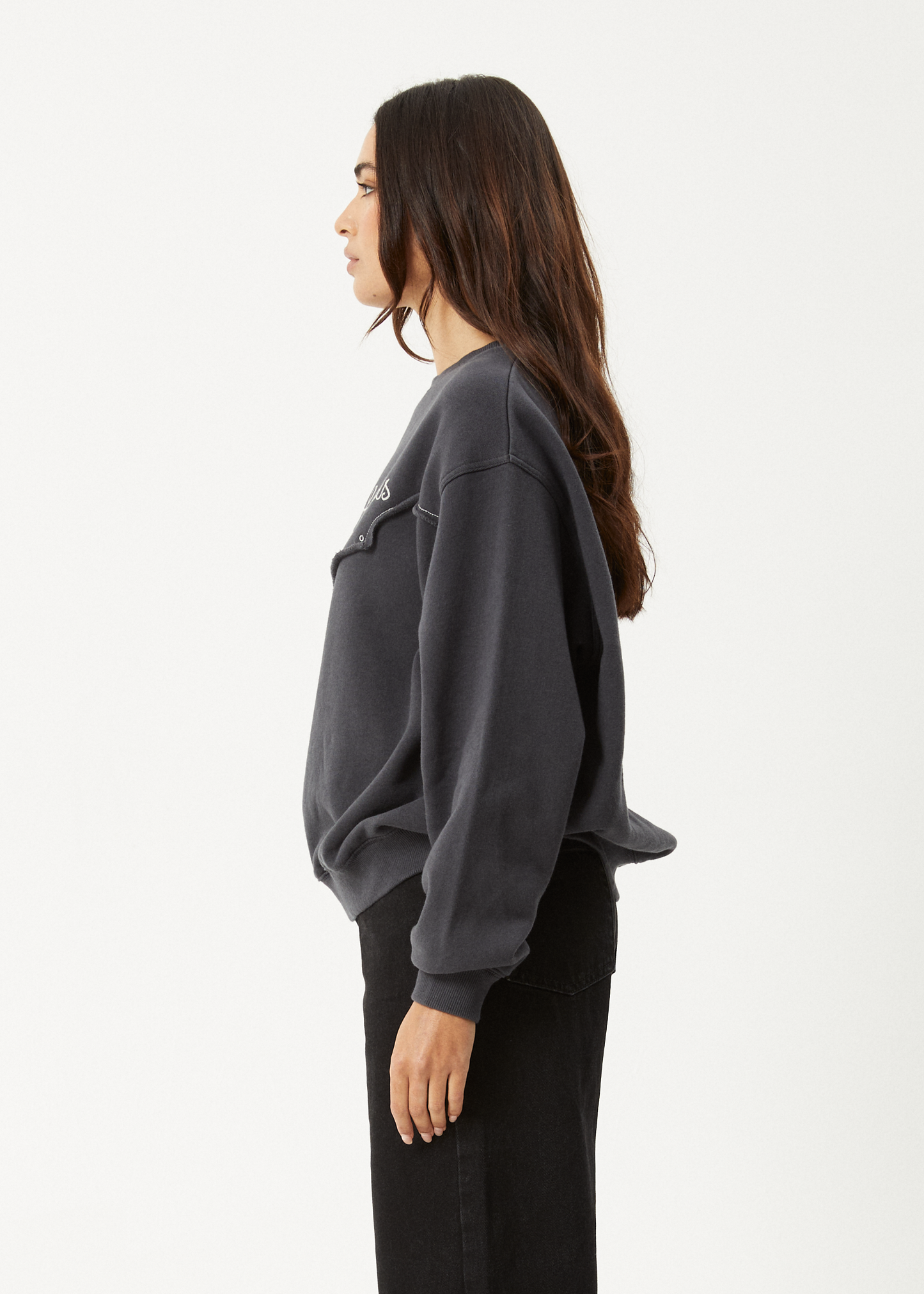 AFENDS Womens Karlee -  Crew Neck Jumper - Charcoal