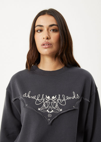 AFENDS Womens Karlee -  Crew Neck Jumper - Charcoal
