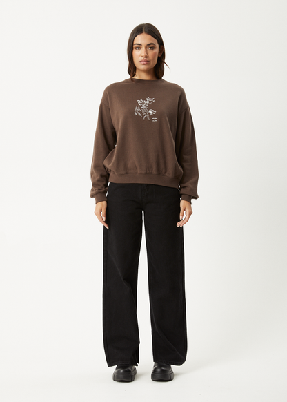 AFENDS Womens Mackie -  Crew Neck Jumper - Coffee