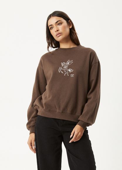 AFENDS Womens Mackie -  Crew Neck Jumper - Coffee