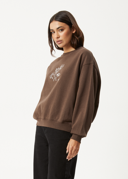 AFENDS Womens Mackie -  Crew Neck Jumper - Coffee