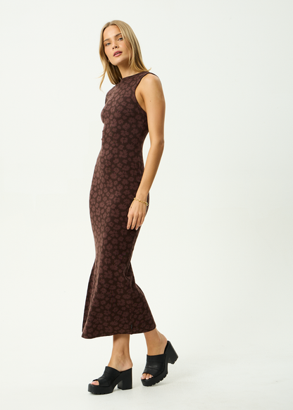 AFENDS Womens Astoria -  Maxi Dress - Chocolate