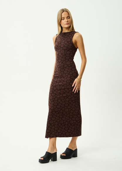 AFENDS Womens Astoria -  Maxi Dress - Chocolate