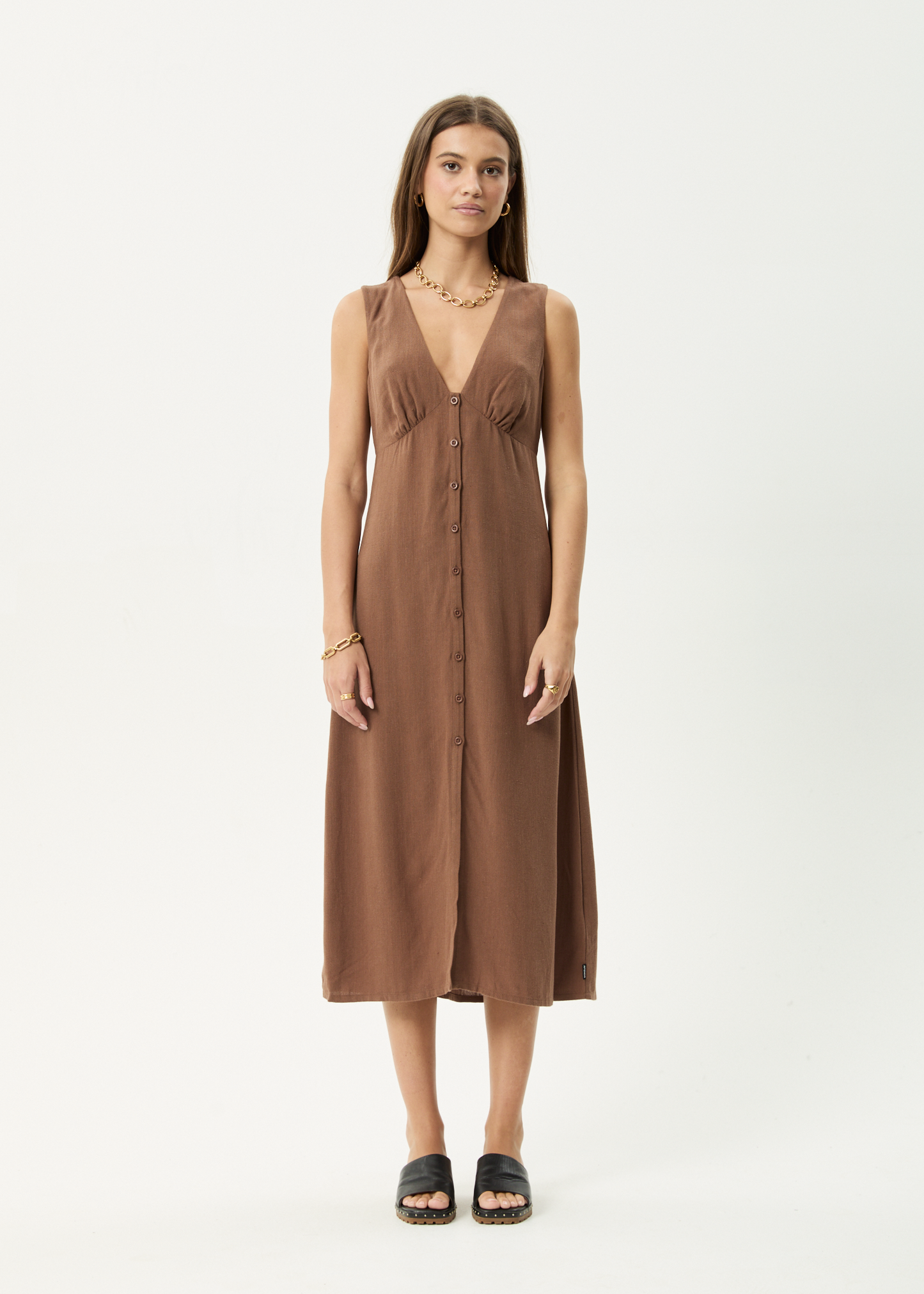 AFENDS Womens Hartley - Maxi Dress - Cinnamon