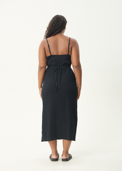 AFENDS Womens Rumi - Seersucker Midi Dress - Black