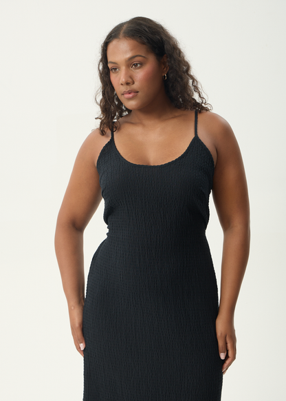 AFENDS Womens Rumi - Seersucker Midi Dress - Black