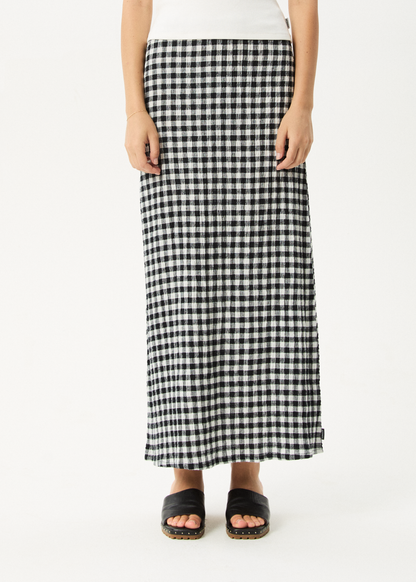 AFENDS Womens Lita - Seersucker Maxi Skirt - Rowan Black / White