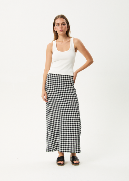AFENDS Womens Lita - Seersucker Maxi Skirt - Rowan Black / White