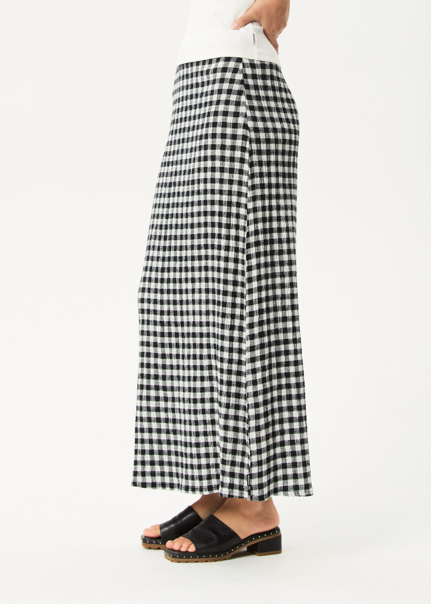 AFENDS Womens Lita - Seersucker Maxi Skirt - Rowan Black / White