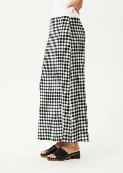 AFENDS Womens Lita - Seersucker Maxi Skirt - Rowan Black / White
