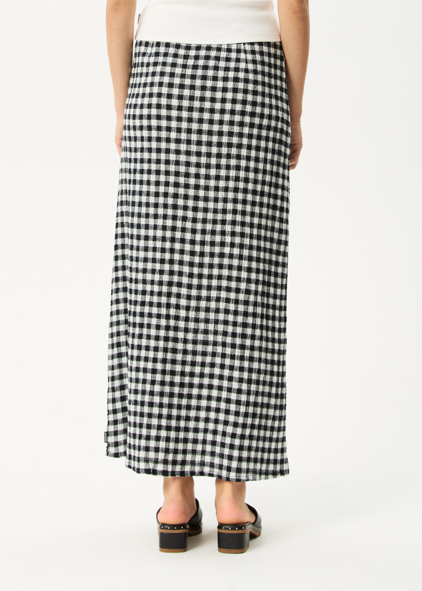 AFENDS Womens Lita - Seersucker Maxi Skirt - Rowan Black / White