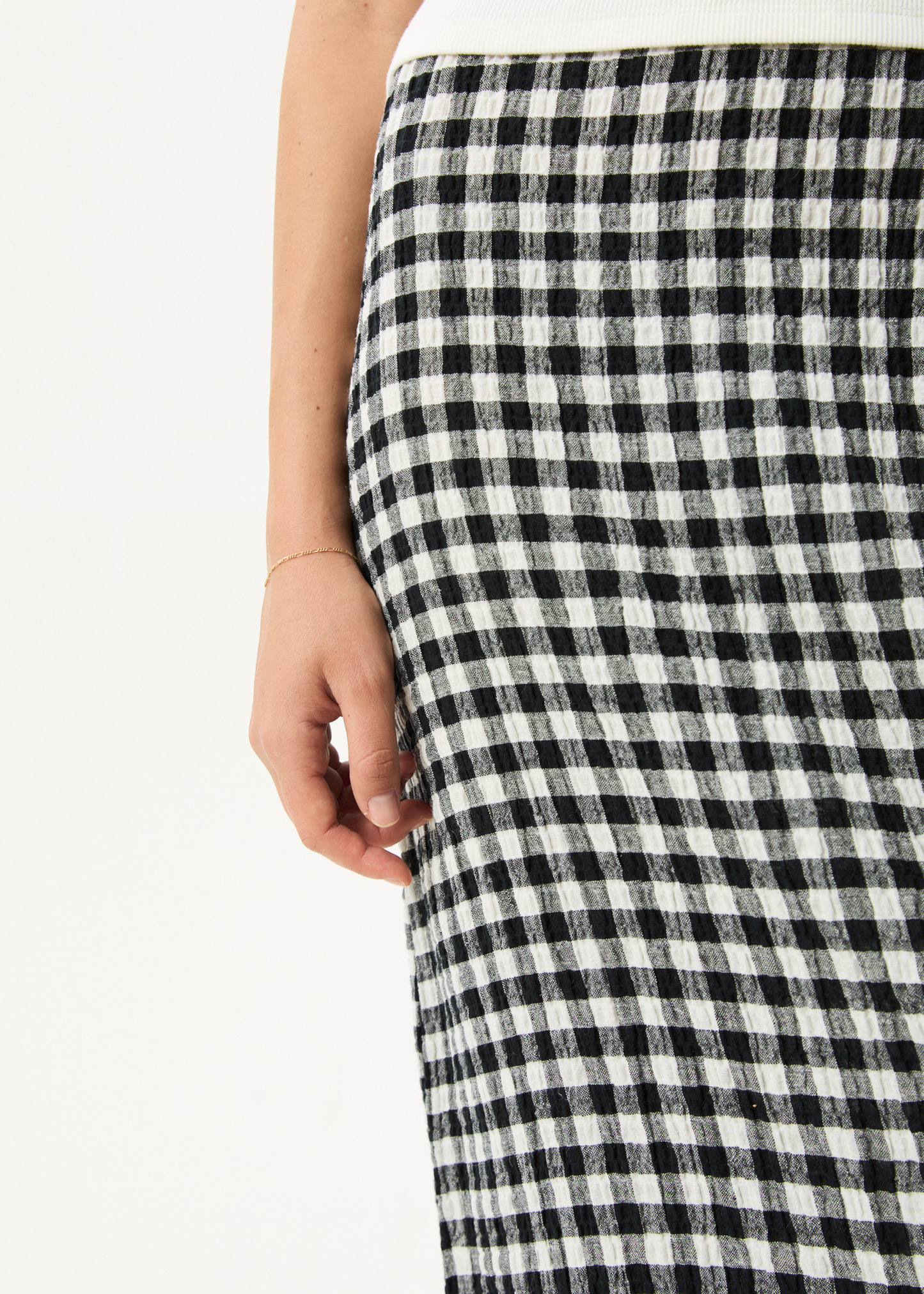 AFENDS Womens Lita - Seersucker Maxi Skirt - Rowan Black / White