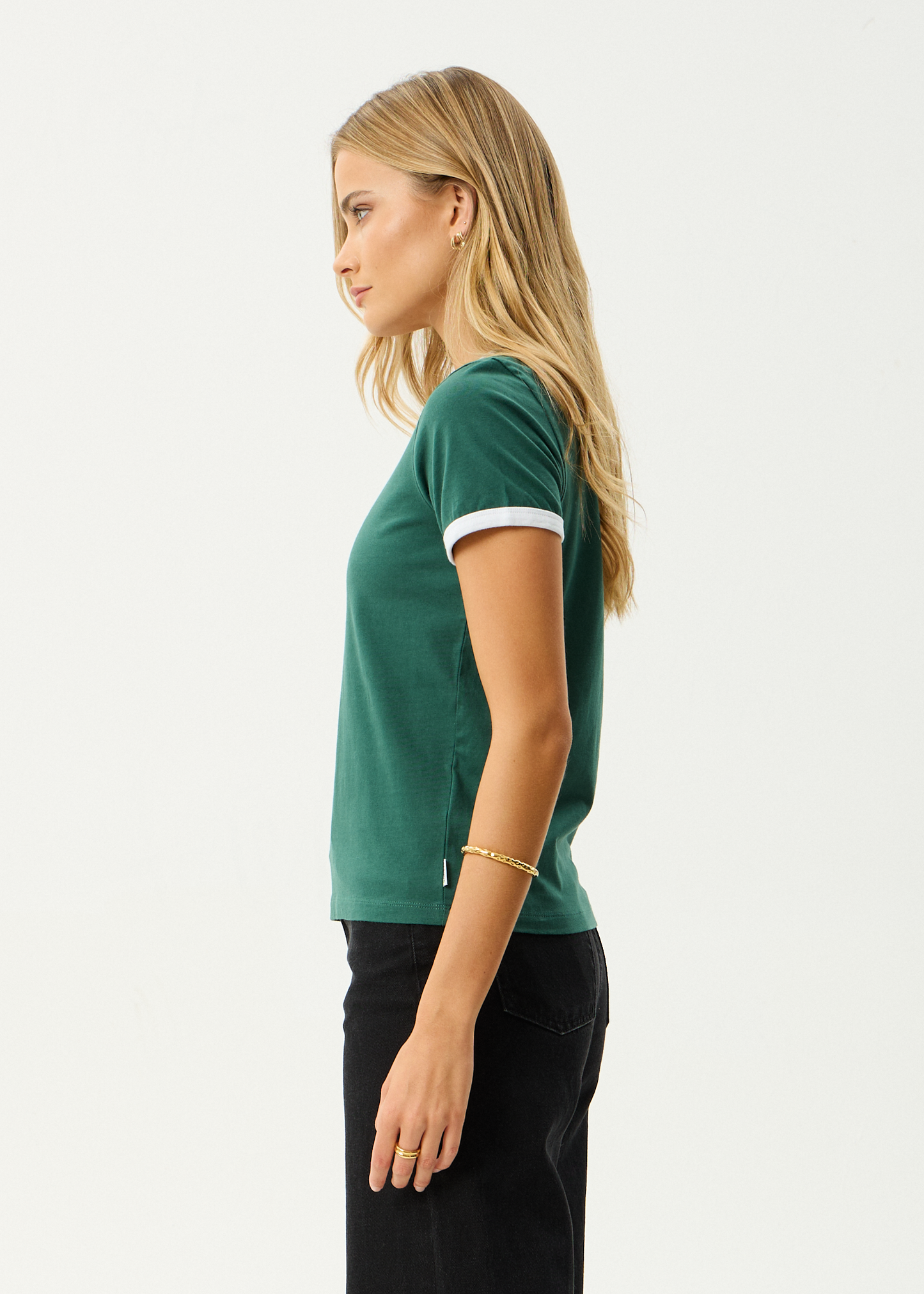 AFENDS Womens Gardening Club - Ringer  Tee - Hunter Green