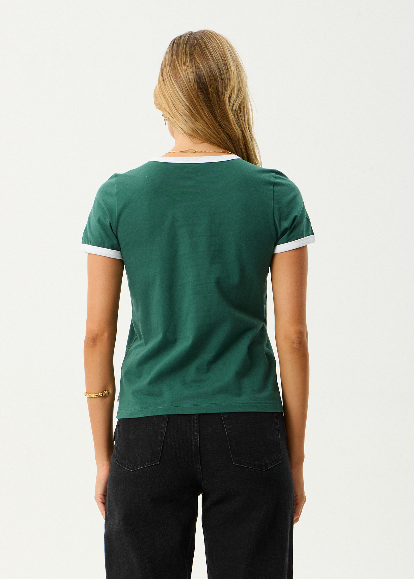 AFENDS Womens Gardening Club - Ringer  Tee - Hunter Green