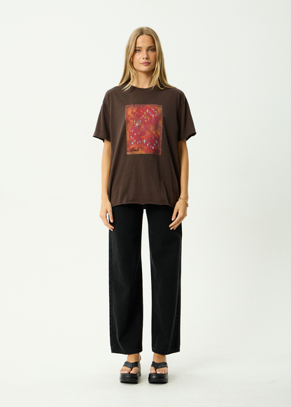 AFENDS Womens Dark Heaven - Oversized Tee - Coffee