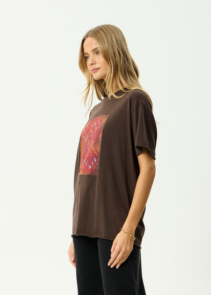 AFENDS Womens Dark Heaven - Oversized Tee - Coffee