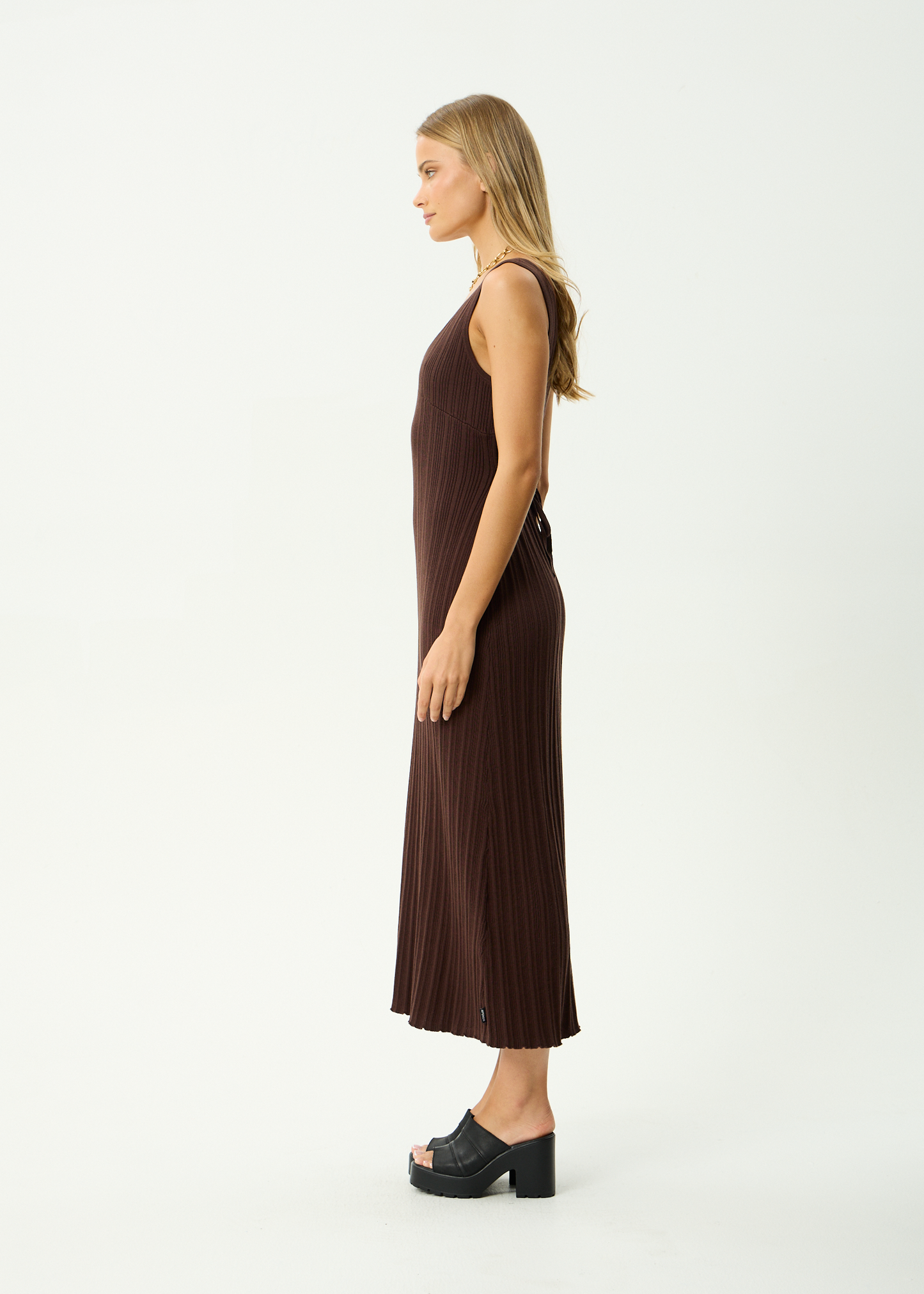 AFENDS Womens Iris - Knit Midi Dress - Coffee