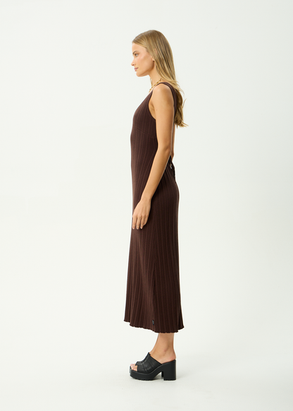 AFENDS Womens Iris - Knit Midi Dress - Coffee