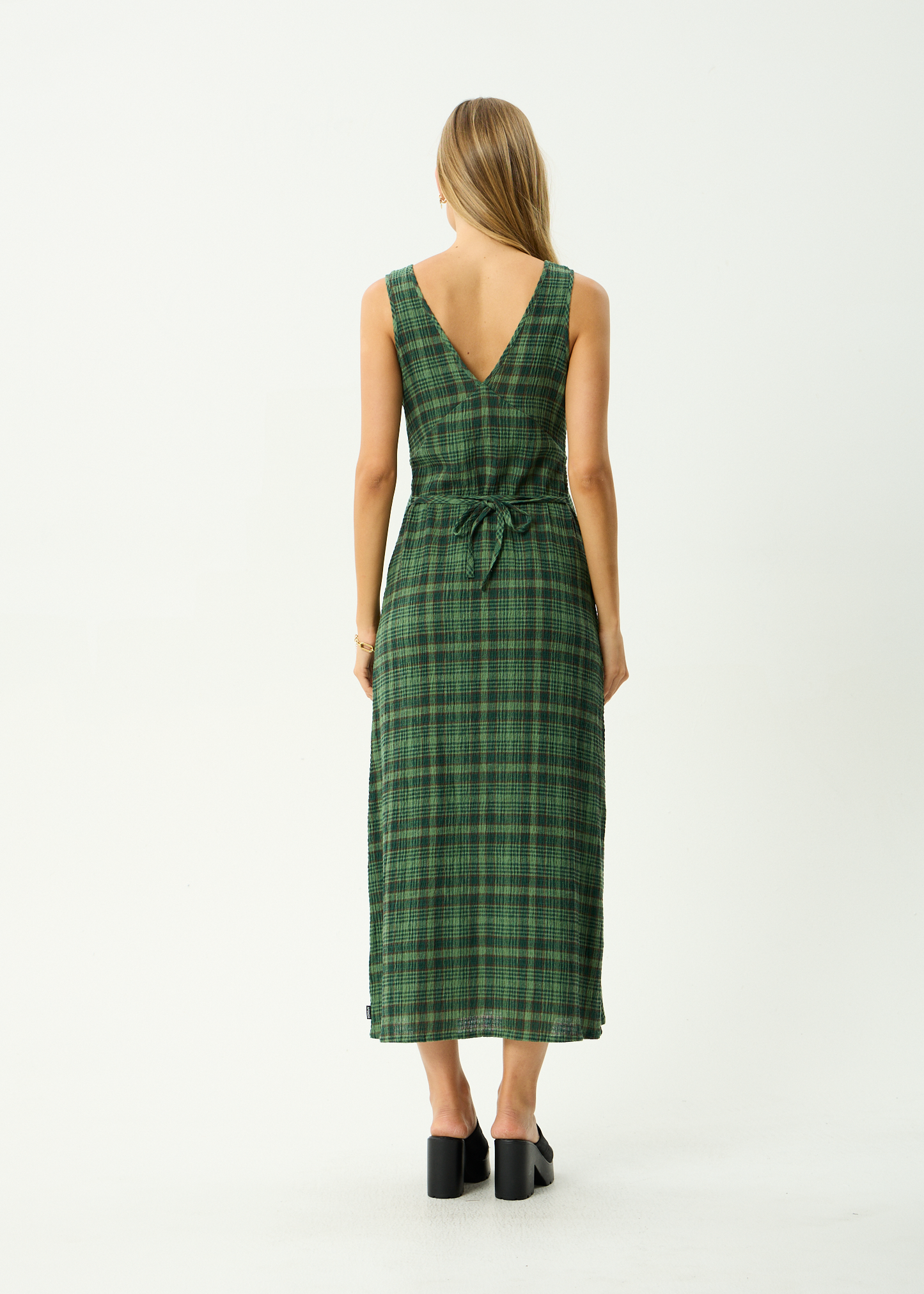 AFENDS Womens Tully - Seersucker Maxi Dress - Lonnie Hunter Green