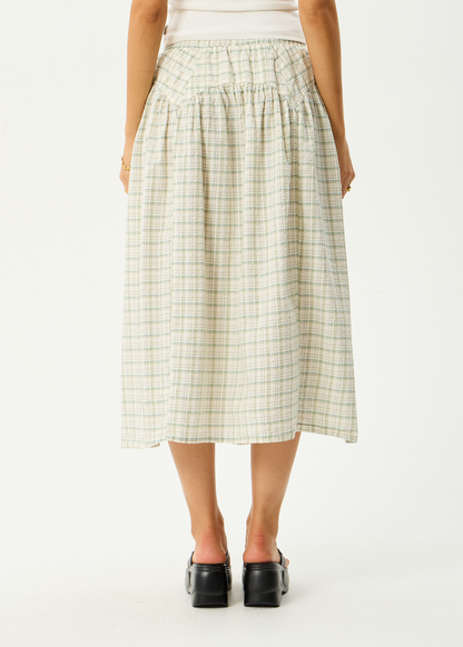 AFENDS Womens Legacy - Seersucker Check Midi Skirt - Boa Check