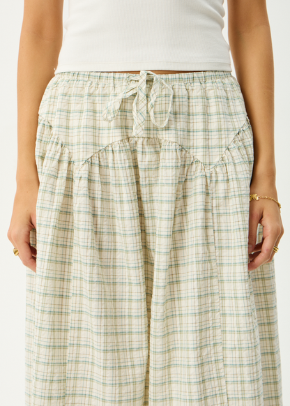 AFENDS Womens Legacy - Seersucker Check Midi Skirt - Boa Check
