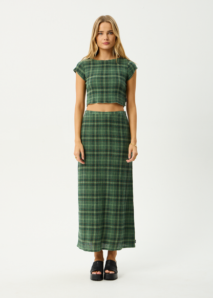 AFENDS Womens Darcy - Seersucker Top - Lonnie Hunter Green
