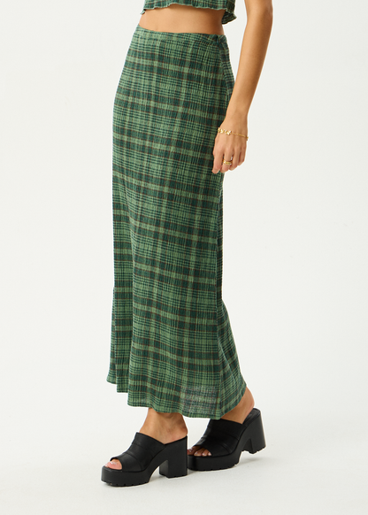 AFENDS Womens Lita - Seersucker Maxi Skirt - Lonnie Hunter Green