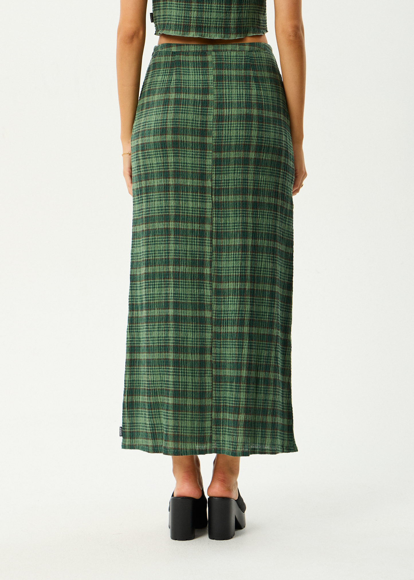 AFENDS Womens Lita - Seersucker Maxi Skirt - Lonnie Hunter Green