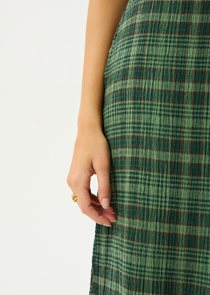 AFENDS Womens Lita - Seersucker Maxi Skirt - Lonnie Hunter Green