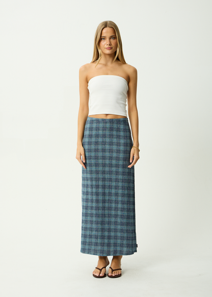 AFENDS Womens Lita - Seersucker Maxi Skirt - Position Navy Check