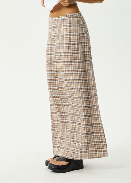 AFENDS Womens Lita - Seersucker Maxi Skirt - Flight Chai Check