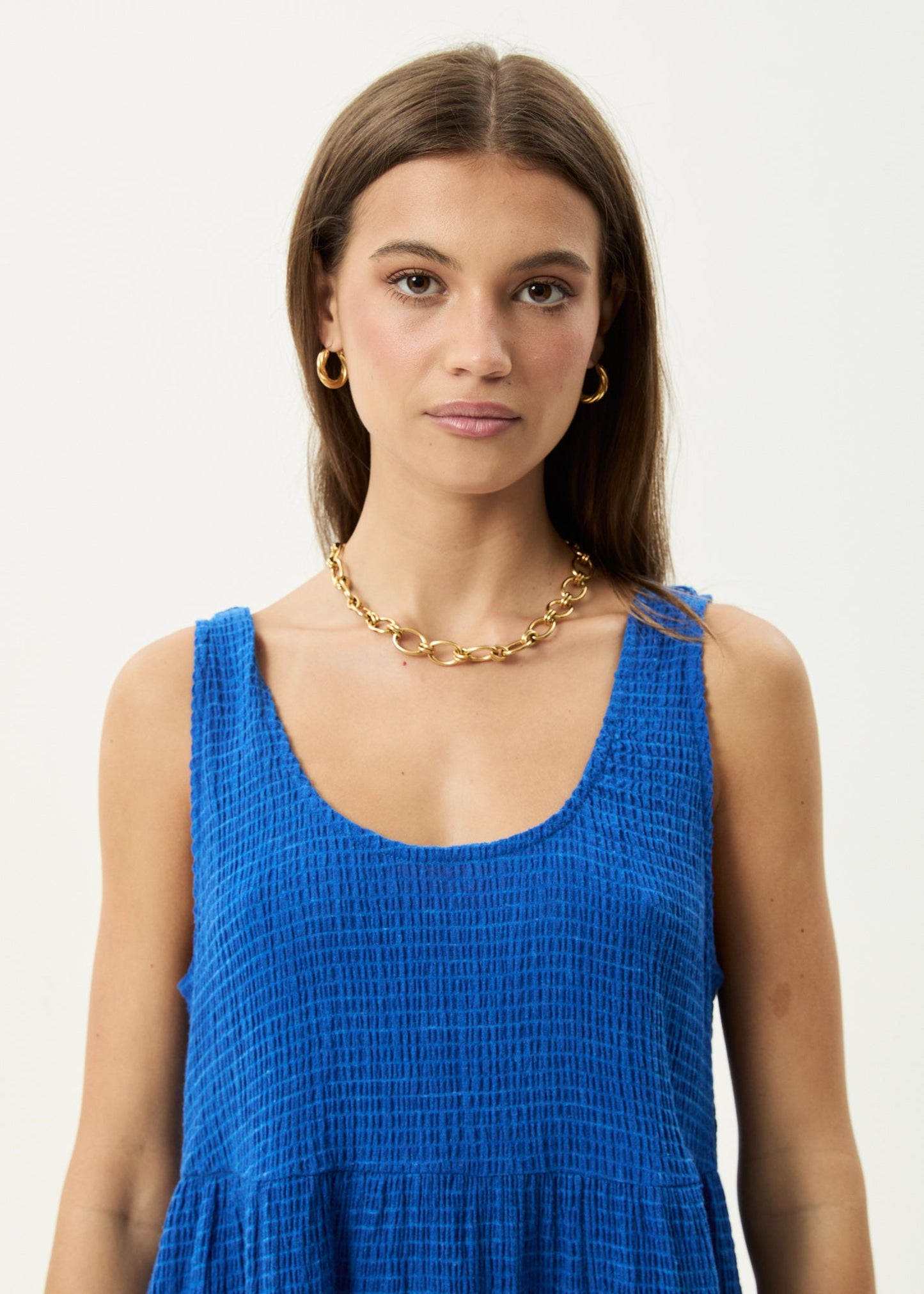 AFENDS Womens Jesse - Seersucker Mini Dress - Marina