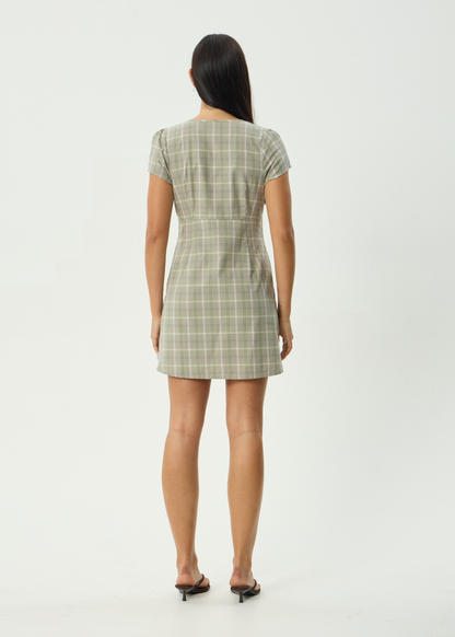 AFENDS Womens Scout - Mini Dress - Olive Check
