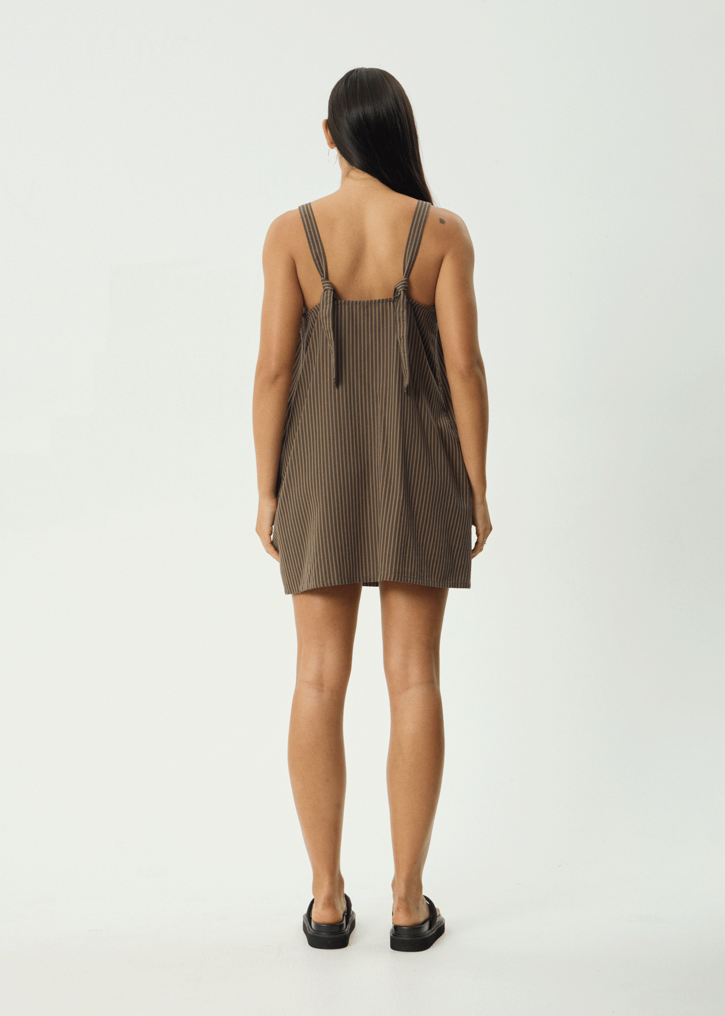 AFENDS Womens Cyrus - Mini Dress - Coffee Stripe