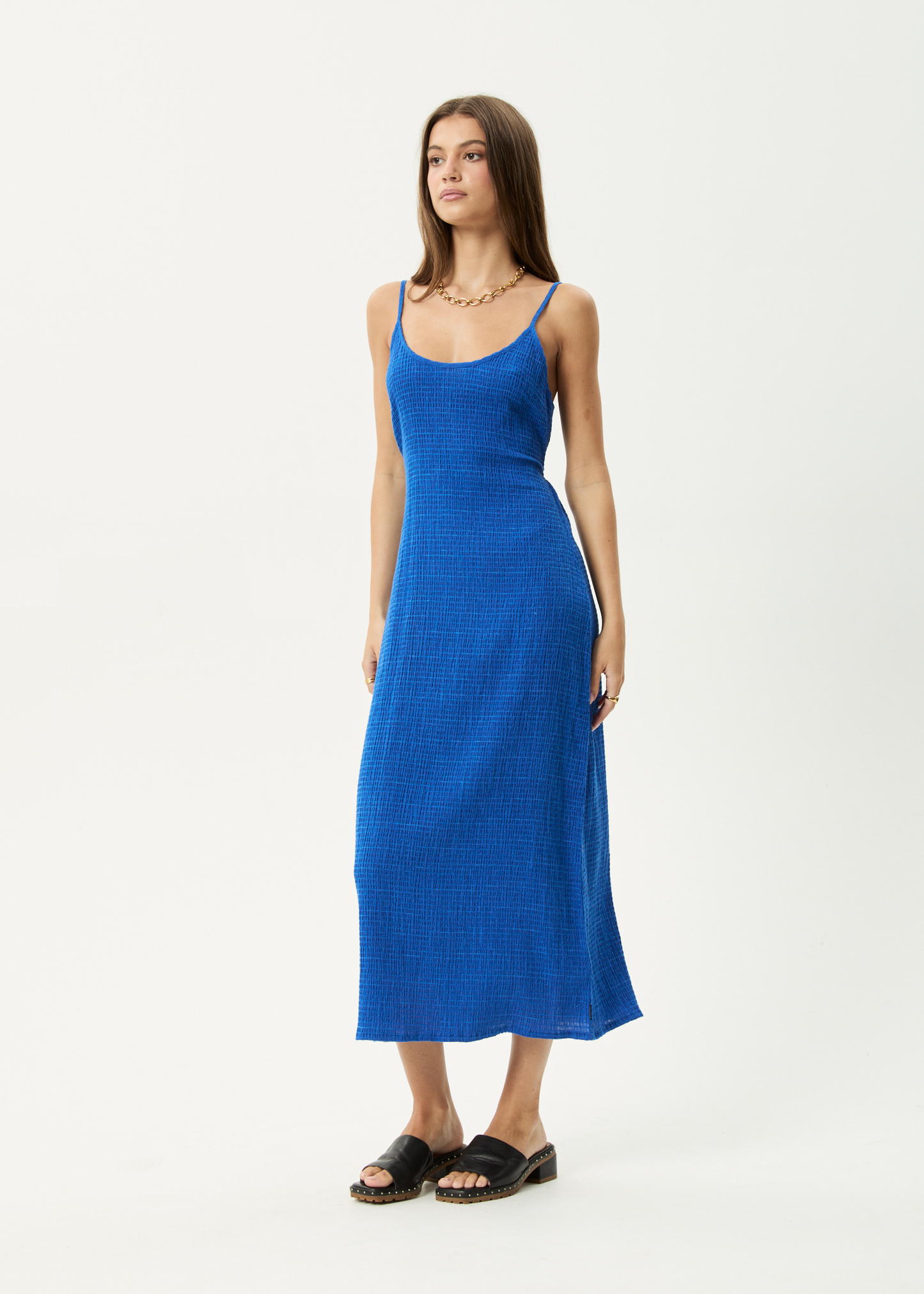 AFENDS Womens Rumi - Seersucker Maxi Dress - Marina