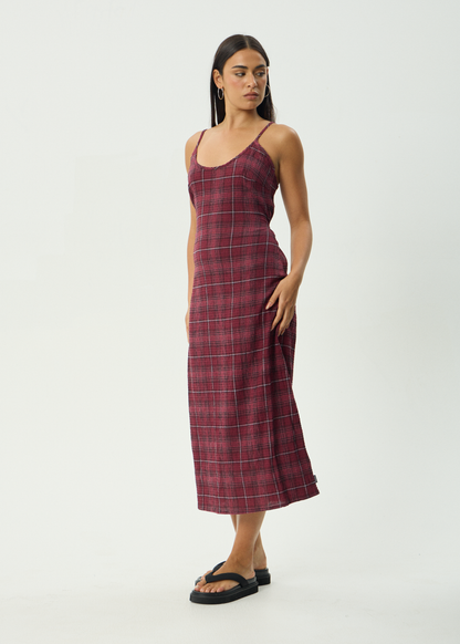 AFENDS Womens Rumi - Seersucker Midi Dress - Port Check