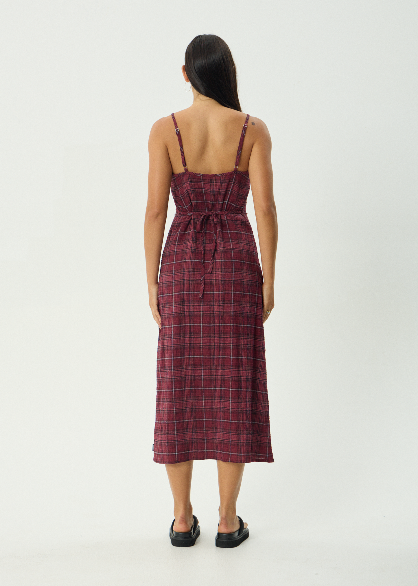 AFENDS Womens Rumi - Seersucker Midi Dress - Port Check
