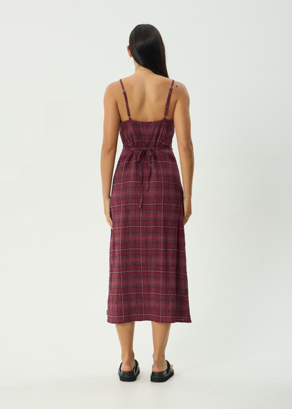 AFENDS Womens Rumi - Seersucker Midi Dress - Port Check