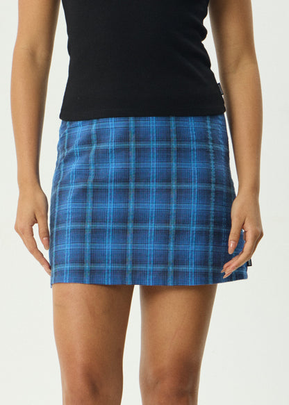 AFENDS Womens Camden - Check Mini Skirt - Marina Check
