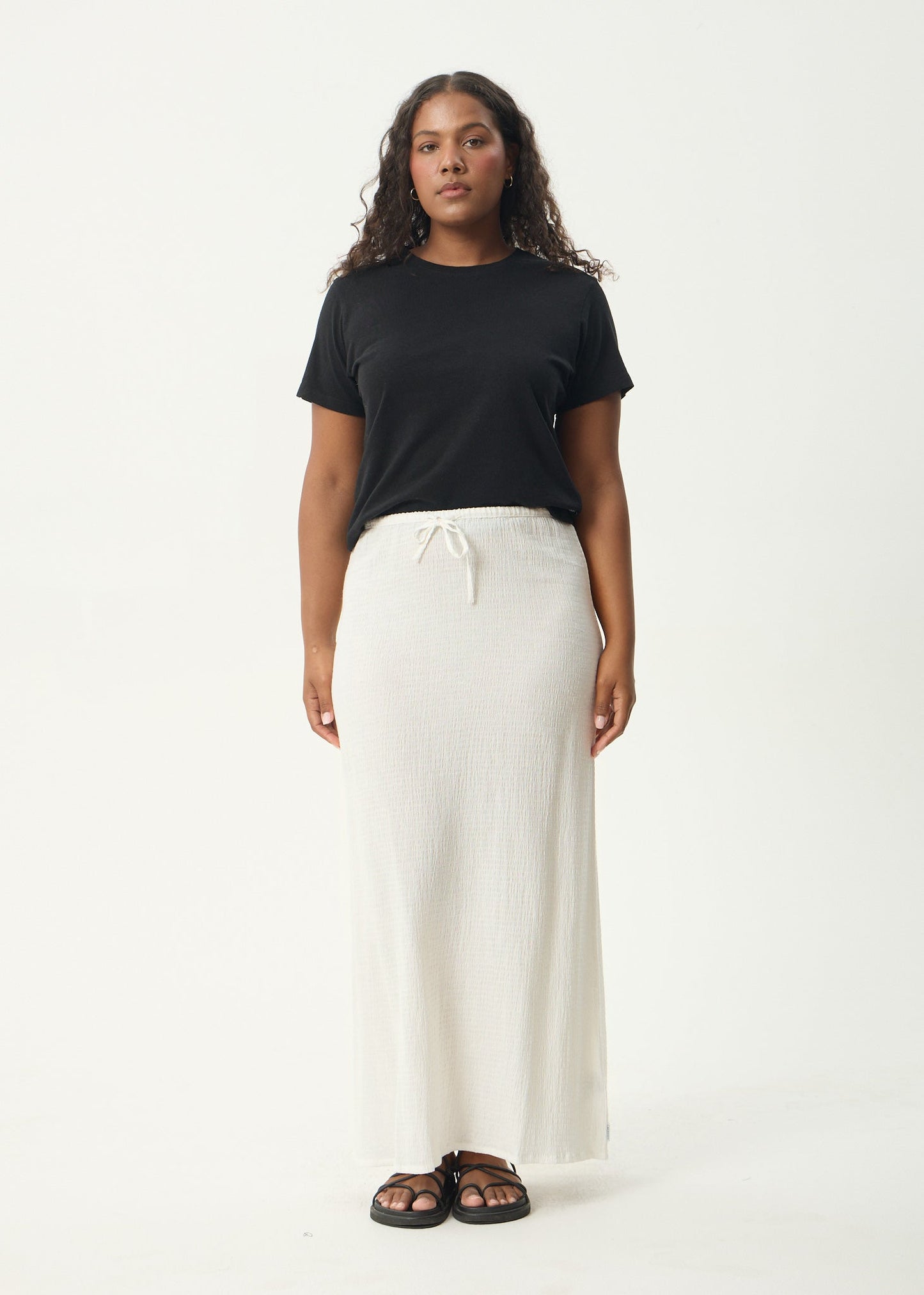 AFENDS Womens Frida - Seersucker Maxi Skirt - Off White