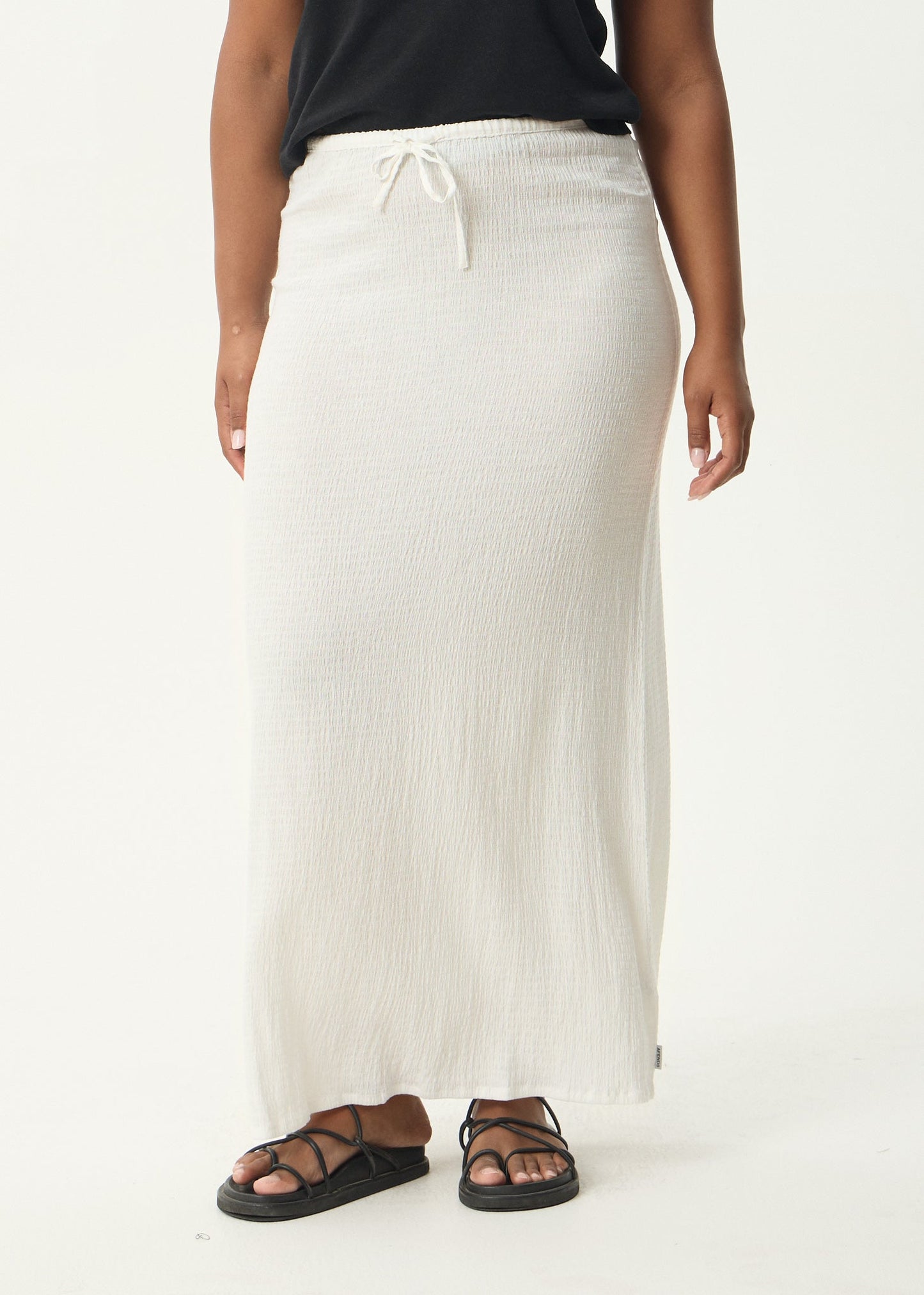 AFENDS Womens Frida - Seersucker Maxi Skirt - Off White