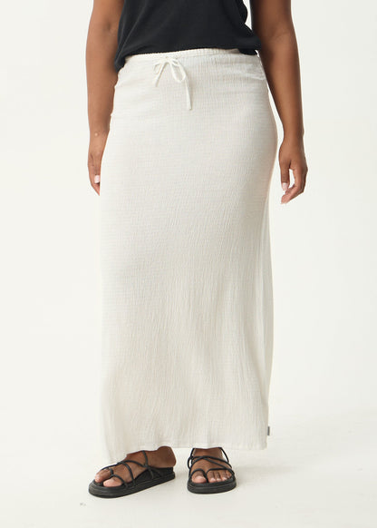 AFENDS Womens Frida - Seersucker Maxi Skirt - Off White