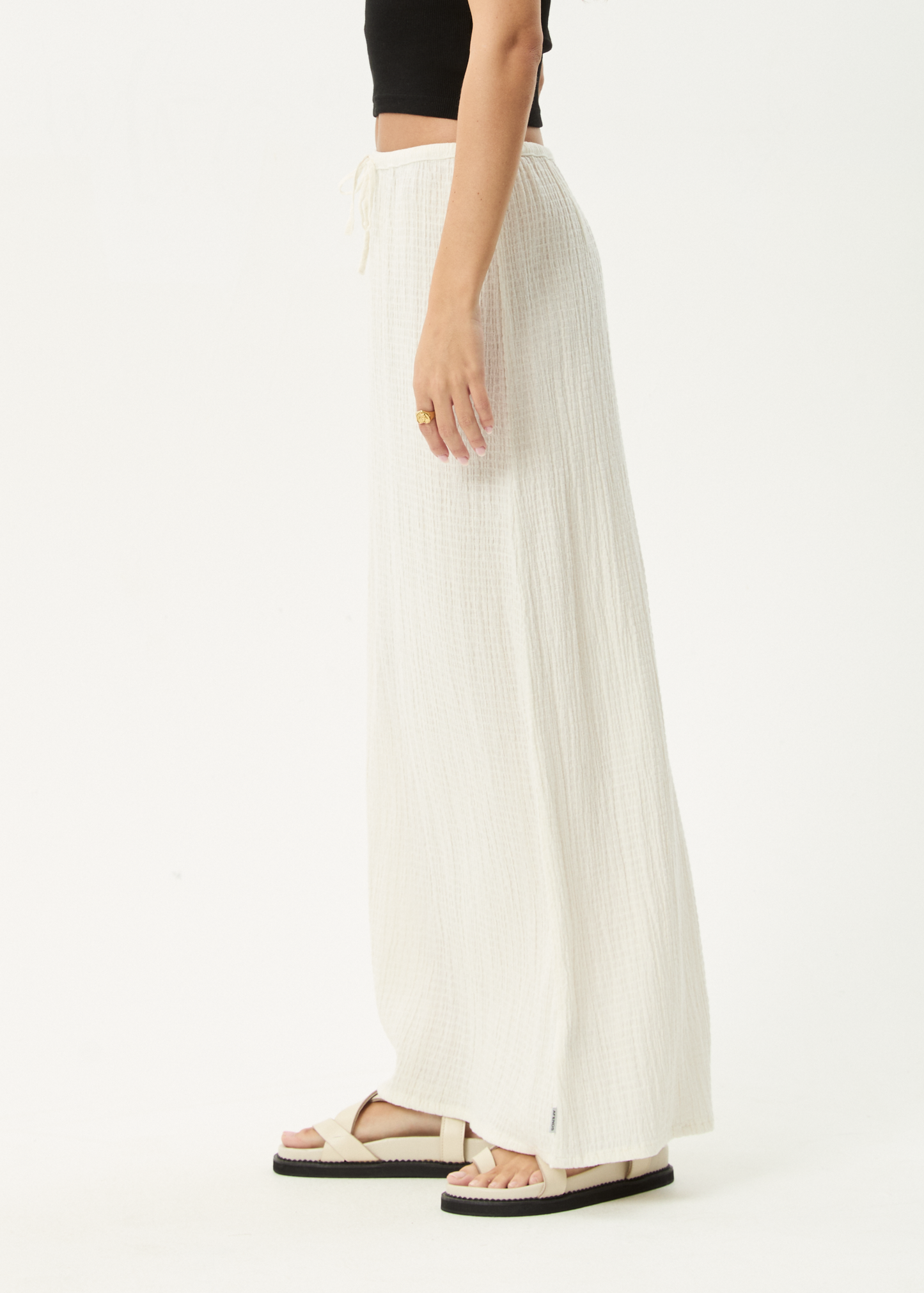 AFENDS Womens Frida - Seersucker Maxi Skirt - Off White