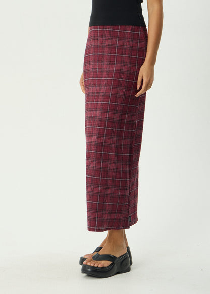 AFENDS Womens Lita - Seersucker Maxi Skirt - Eboni Port Check