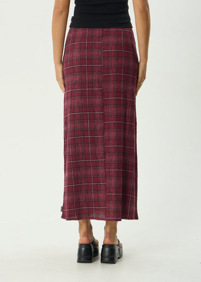 AFENDS Womens Lita - Seersucker Maxi Skirt - Eboni Port Check