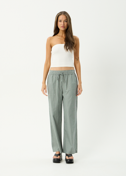 AFENDS Womens Pinned - Wide Leg Pant - Sycamore Stripe
