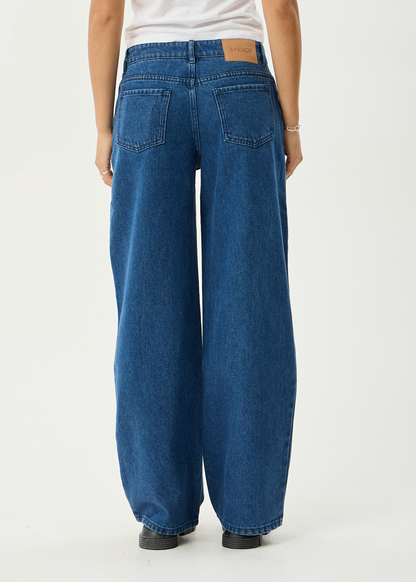 AFENDS Womens Alyra - Low Rise Wide Leg Jean - Authentic Blue